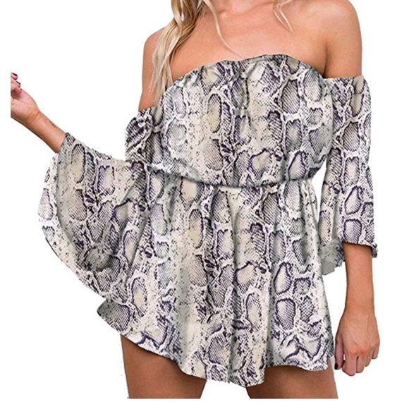 DAYANA FONTANA NYC Pants - Floral Off Shoulder Trumpet Sleeves  Romper